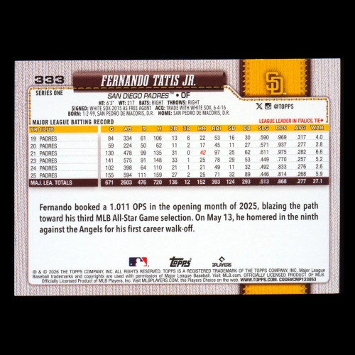Fernando Tatis Jr. 2026 Topps Sandglitter Padres