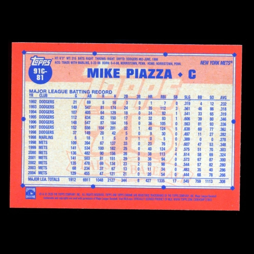 Mike Piazza 2026 Topps '91 Topps Silver Pack Chrome Purple Mets 148/250