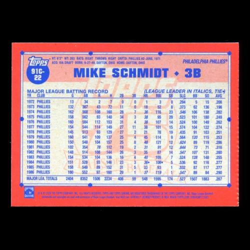 Mike Schmidt 2026 Topps '91 Topps Silver Pack Chrome Phillies