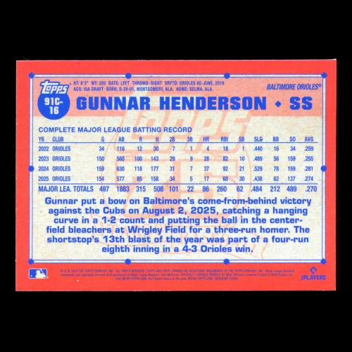 Gunnar Henderson 2026 Topps '91 Topps Silver Pack Chrome Orioles