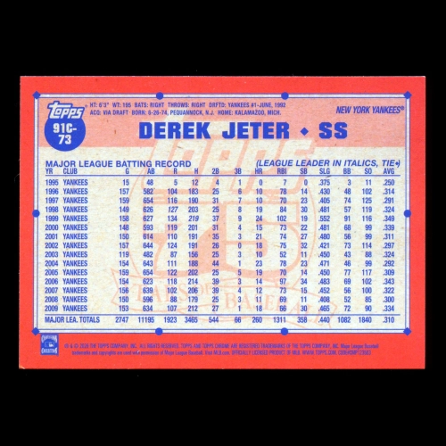 Derek Jeter 2026 Topps '91 Topps Silver Pack Chrome Yankees
