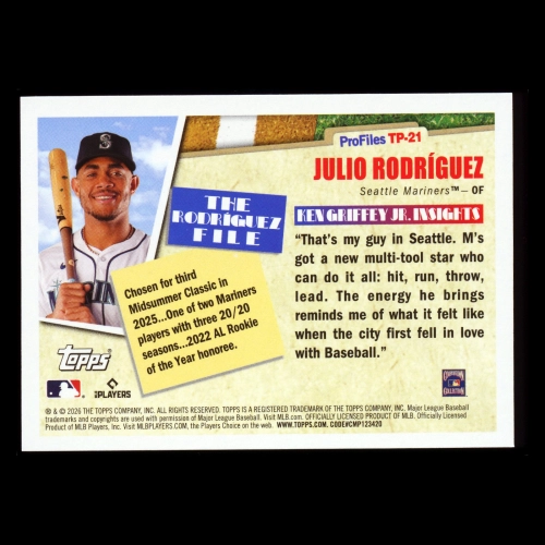Julio Rodriguez 2026 Topps Profiles Mariners