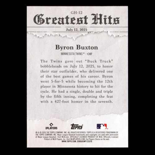 Byron Buxton 2026 Topps '25 Greatest Hits Twins