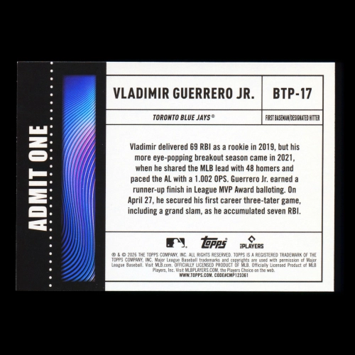 Vladimir Guerrero Jr. 2026 Topps Big Ticket Players Blue Jays