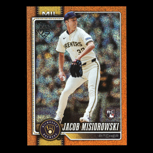 Jacob Misiorowski RC 2026 Topps Orange Sandglitter Rookie Brewers 15/25