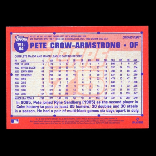 Pete Crow-Armstrong 2026 Topps '91 Topps All-Star Rookie Cubs
