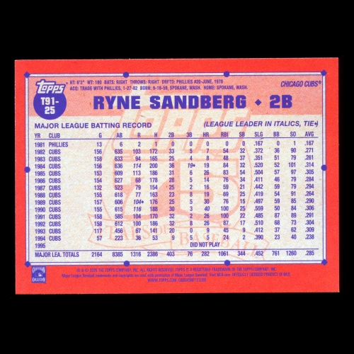 Ryne Sandberg 2026 Topps '91 Topps Cubs