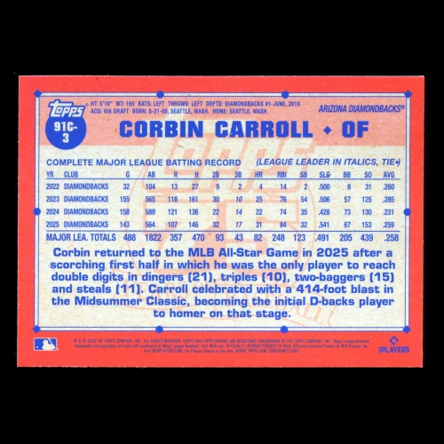 Corbin Carroll 2026 Topps '91 Topps Silver Pack Chrome Diamondbacks