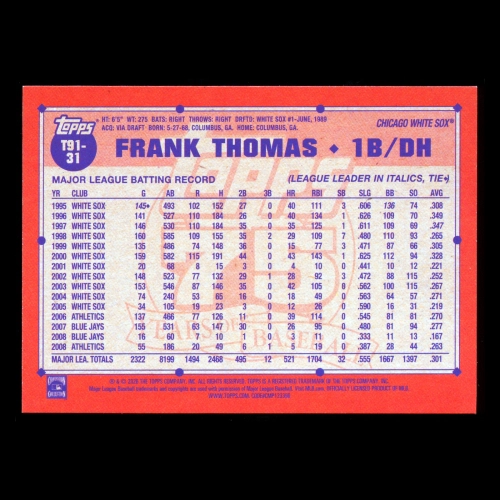 Frank Thomas 2026 Topps '91 Topps White Sox