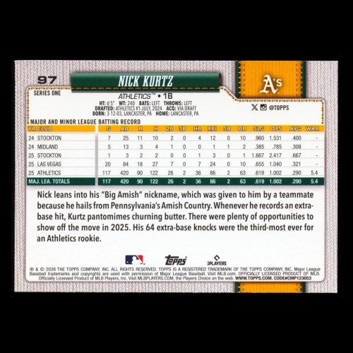 Nick Kurtz 2026 Topps All-Star Rookie Athletics