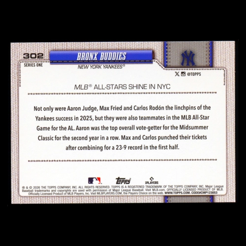 Aaron Judge 2026 Topps Combo Card Yankees