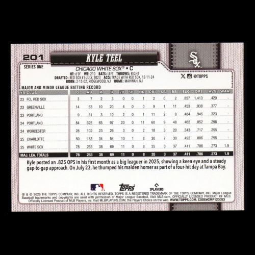 Kyle Teel RC 2026 Topps Rookie White Sox