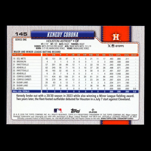 Kenedy Corona RC 2026 Topps Rookie Astros
