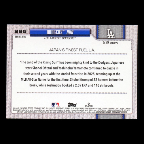 Shohei Ohtani 2026 Topps Combo Card Dodgers