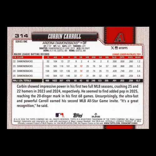 Corbin Carroll 2026 Topps Diamondbacks
