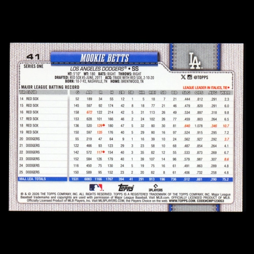 Mookie Betts 2026 Topps Dodgers