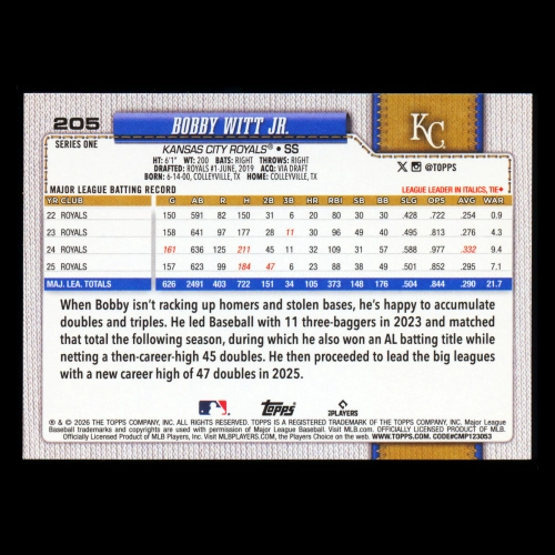 Bobby Witt Jr. 2026 Topps Royals