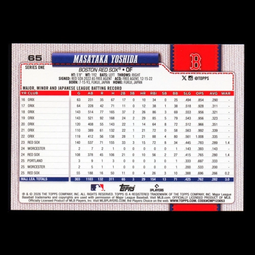 Masataka Yoshida 2026 Topps Red Sox