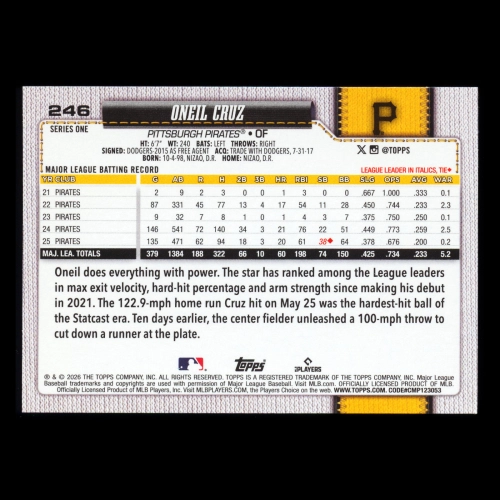 Oneil Cruz 2026 Topps Pirates