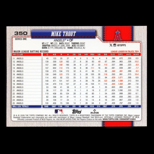 Mike Trout 2026 Topps Angels