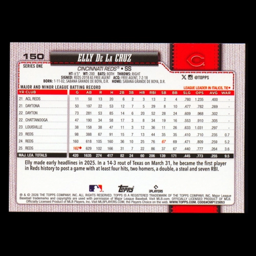 Elly De La Cruz 2026 Topps Reds