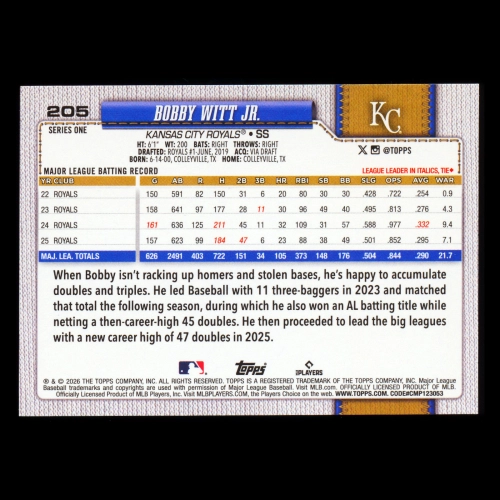 Bobby Witt Jr. 2026 Topps Royals