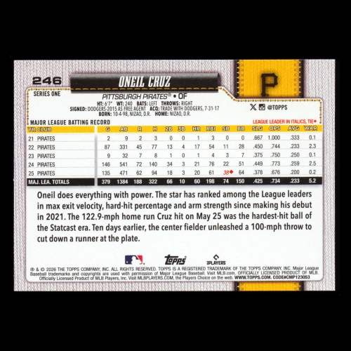 Oneil Cruz 2026 Topps Pirates