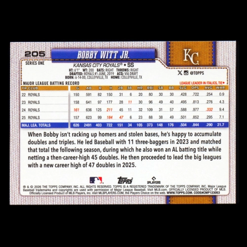 Bobby Witt Jr. 2026 Topps Royals