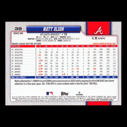 Matt Olson 2026 Topps Braves