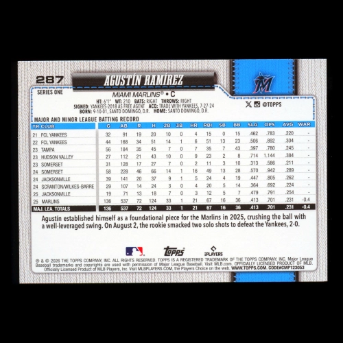 Agustin Ramirez 2026 Topps Holo Foil All-Star Rookie Marlins