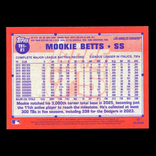 Mookie Betts 2026 Topps '91 Topps Dodgers