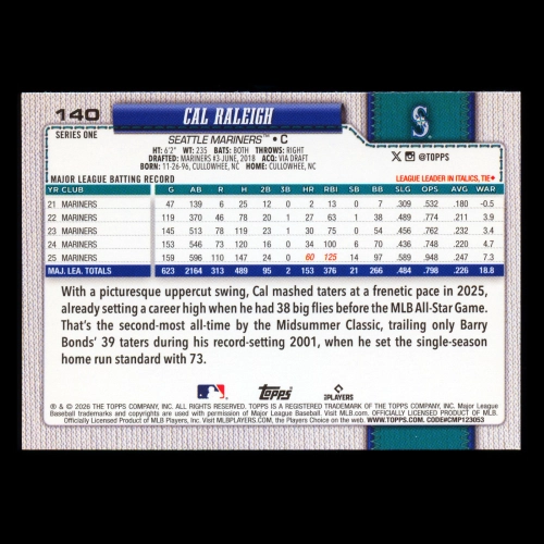 Cal Raleigh 2026 Topps Mariners