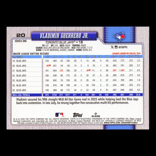 Vladimir Guerrero Jr. 2026 Topps Blue Jays