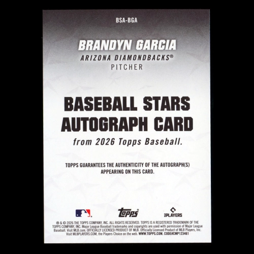 Brandyn Garcia 2026 Topps Stars Autographs Diamondbacks