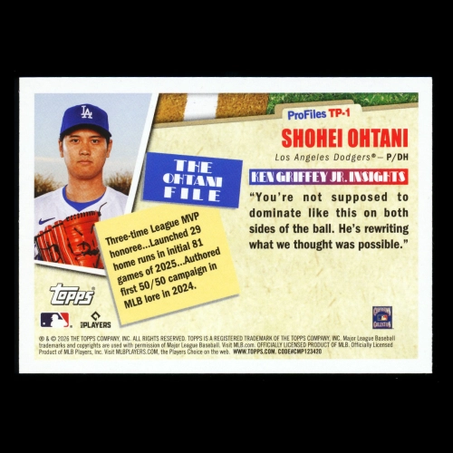 Shohei Ohtani 2026 Topps Profiles Dodgers