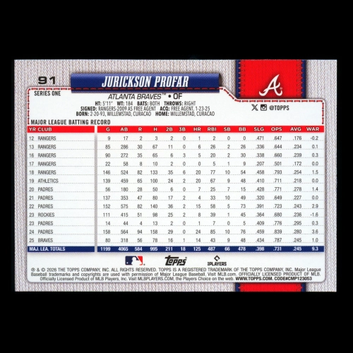 Jurickson Profar 2026 Topps Diamante Foil Braves