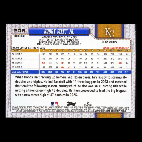 Bobby Witt Jr. 2026 Topps Diamante Foil Royals