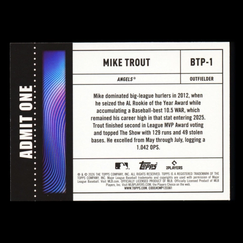 Mike Trout 2026 Topps Big Ticket Players Angels