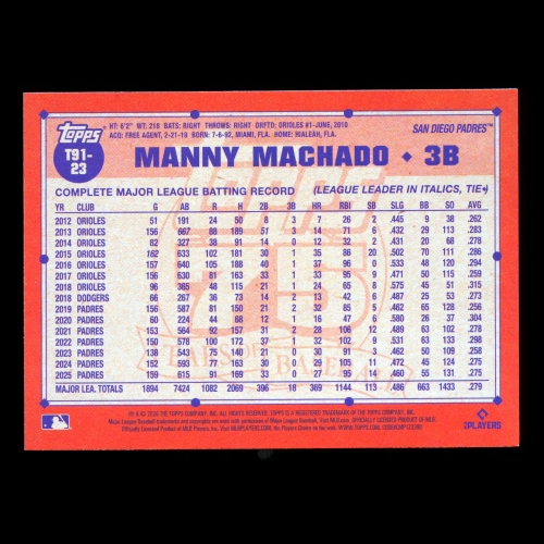 Manny Machado 2026 Topps '91 Topps Padres
