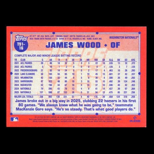 James Wood 2026 Topps '91 Topps Nationals