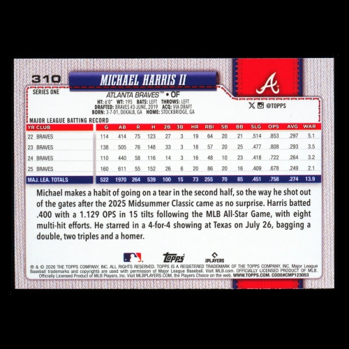 Michael Harris II 2026 Topps Rainbow Foil Braves