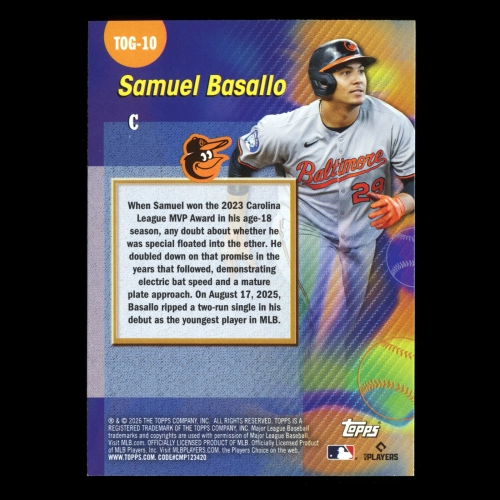 Samuel Basallo RC 2026 Topps Titans of The Game Rookie Orioles