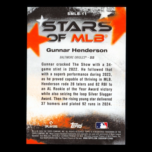 Gunnar Henderson 2026 Topps Stars Of MLB Orioles