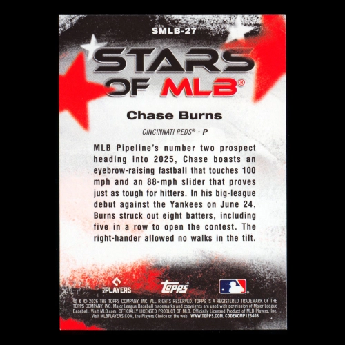 Chase Burns RC 2026 Topps Stars Of MLB Rookie Reds