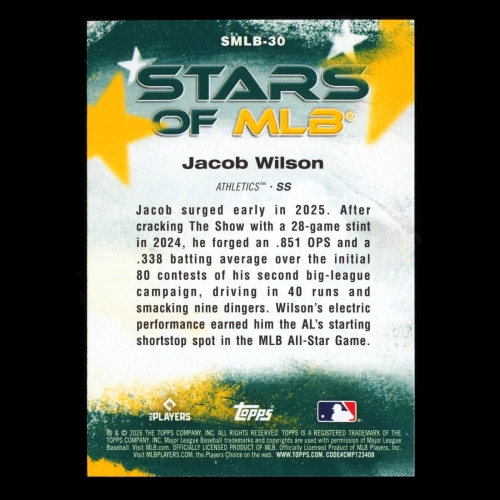 Jacob Wilson 2026 Topps Stars Of MLB Athletics