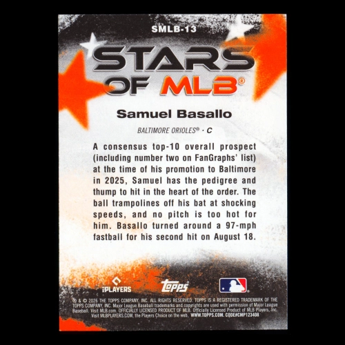 Samuel Basallo RC 2026 Topps Stars Of MLB Rookie Orioles