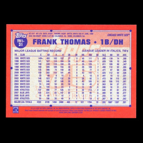 Frank Thomas 2026 Topps '91 Topps White Sox