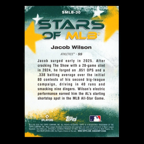 Jacob Wilson 2026 Topps Stars Of MLB Athletics