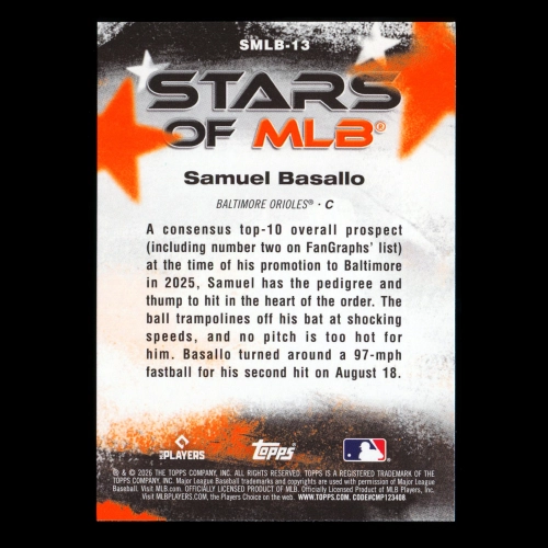 Samuel Basallo RC 2026 Topps Stars Of MLB Rookie Orioles