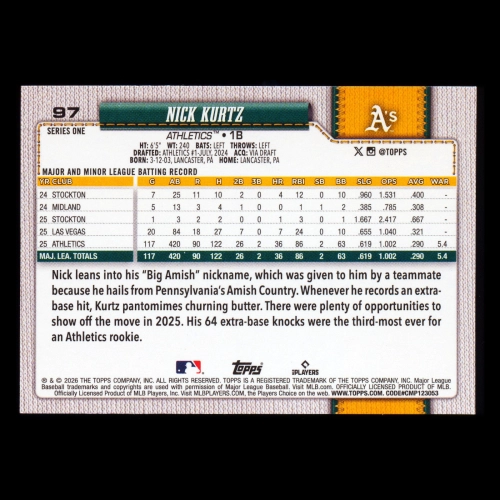 Nick Kurtz 2026 Topps All-Star Rookie Athletics
